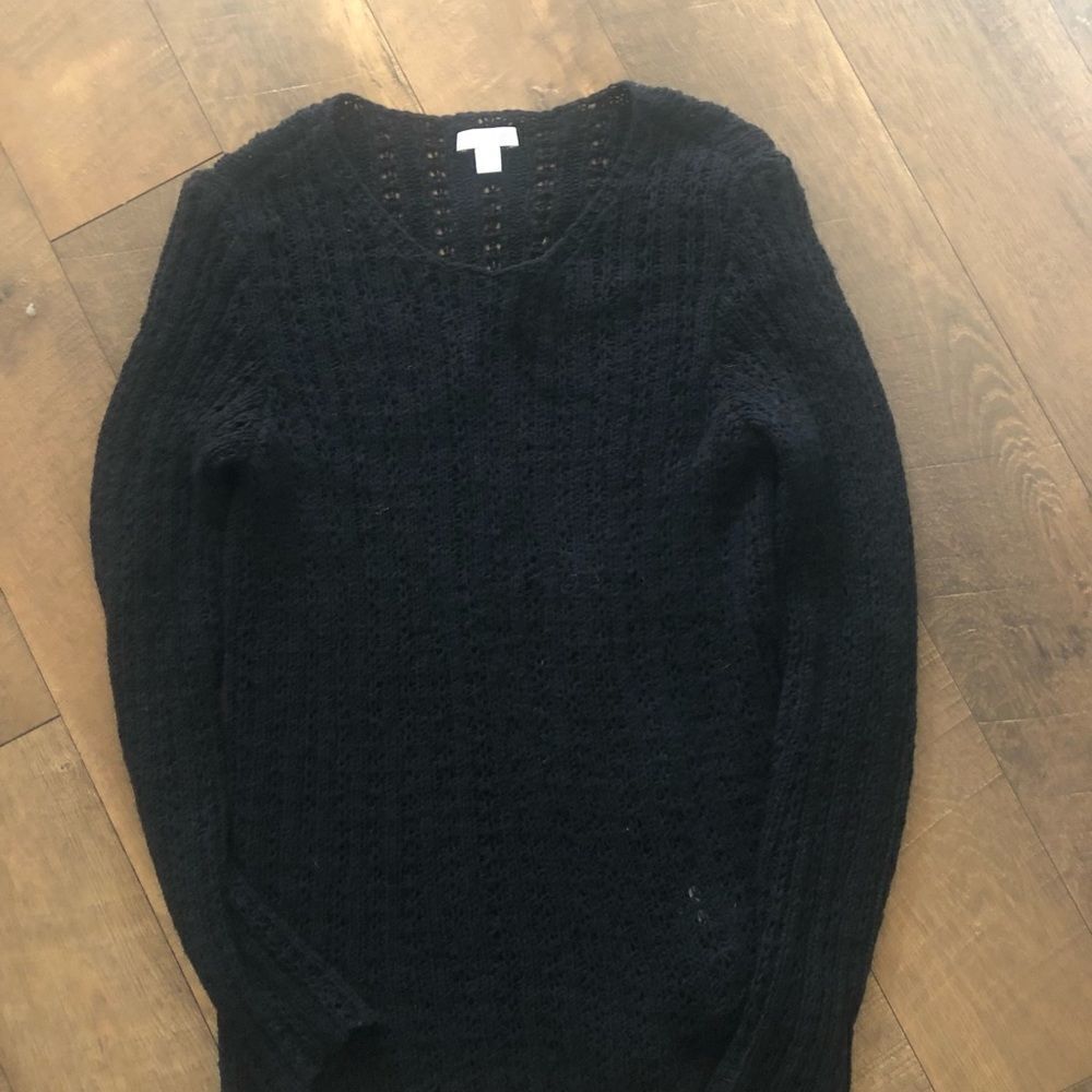 J Jill black see through sweater longer length